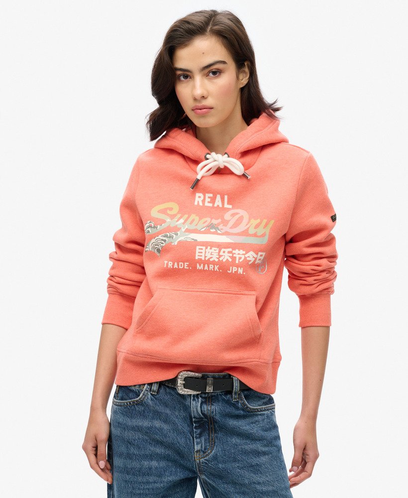 vintage itago hoodie met logo in la coral marl
