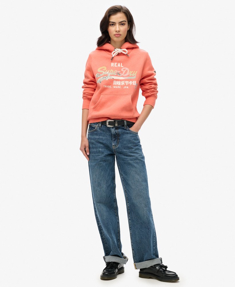 vintage itago hoodie met logo in la coral marl