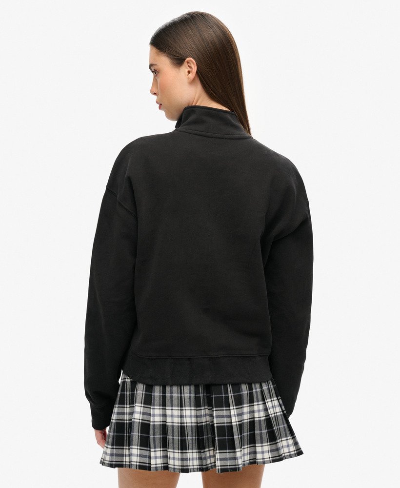 sportswear logo boxy half zip sweatshirt in zwart