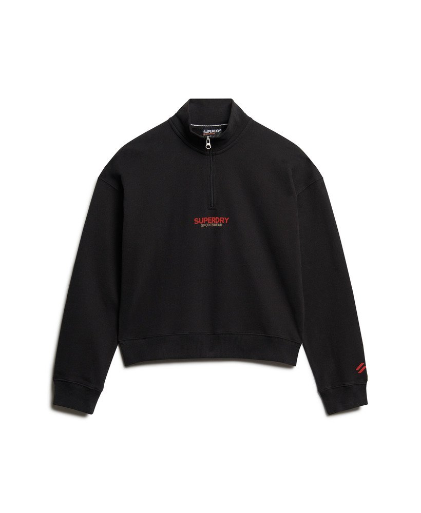 sportswear logo boxy half zip sweatshirt in zwart