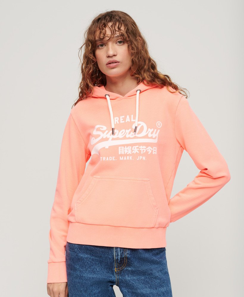 neon grafische hoodie in pastel koraal