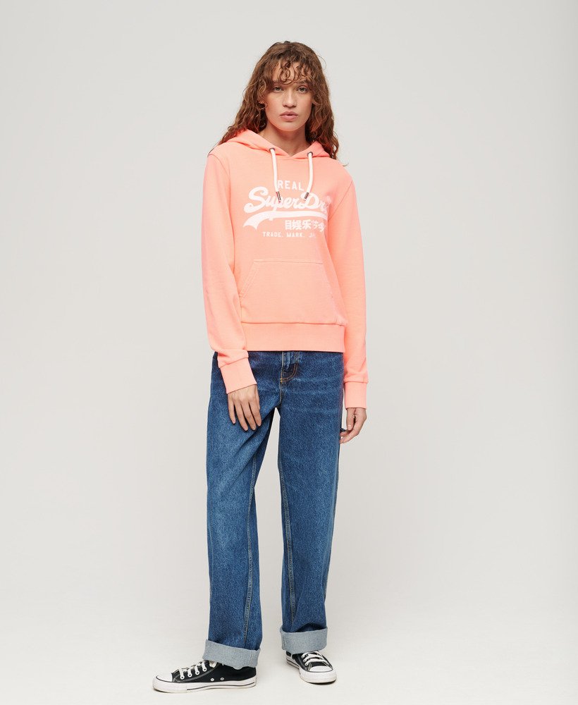 neon grafische hoodie in pastel koraal
