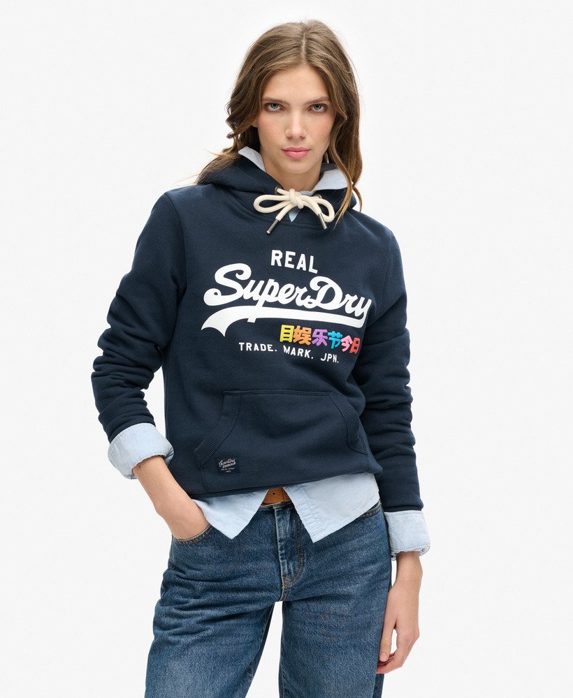 vintage logo pop hoodie in eclipse navy