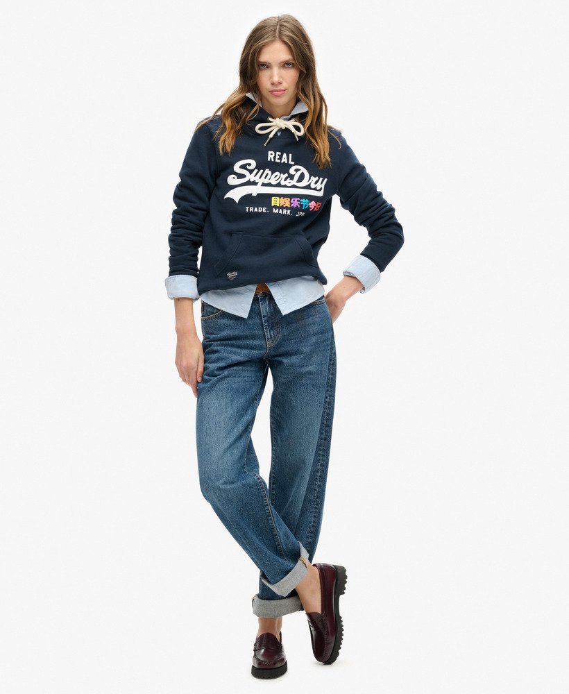 vintage logo pop hoodie in eclipse navy