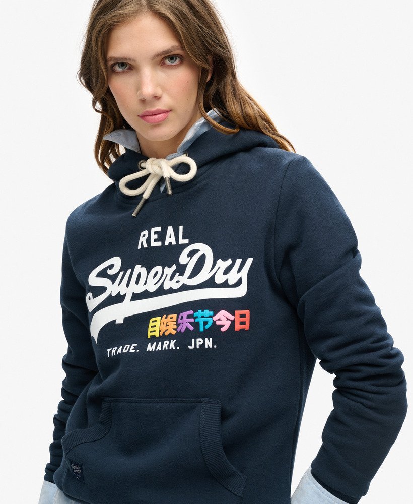 vintage logo pop hoodie in eclipse navy