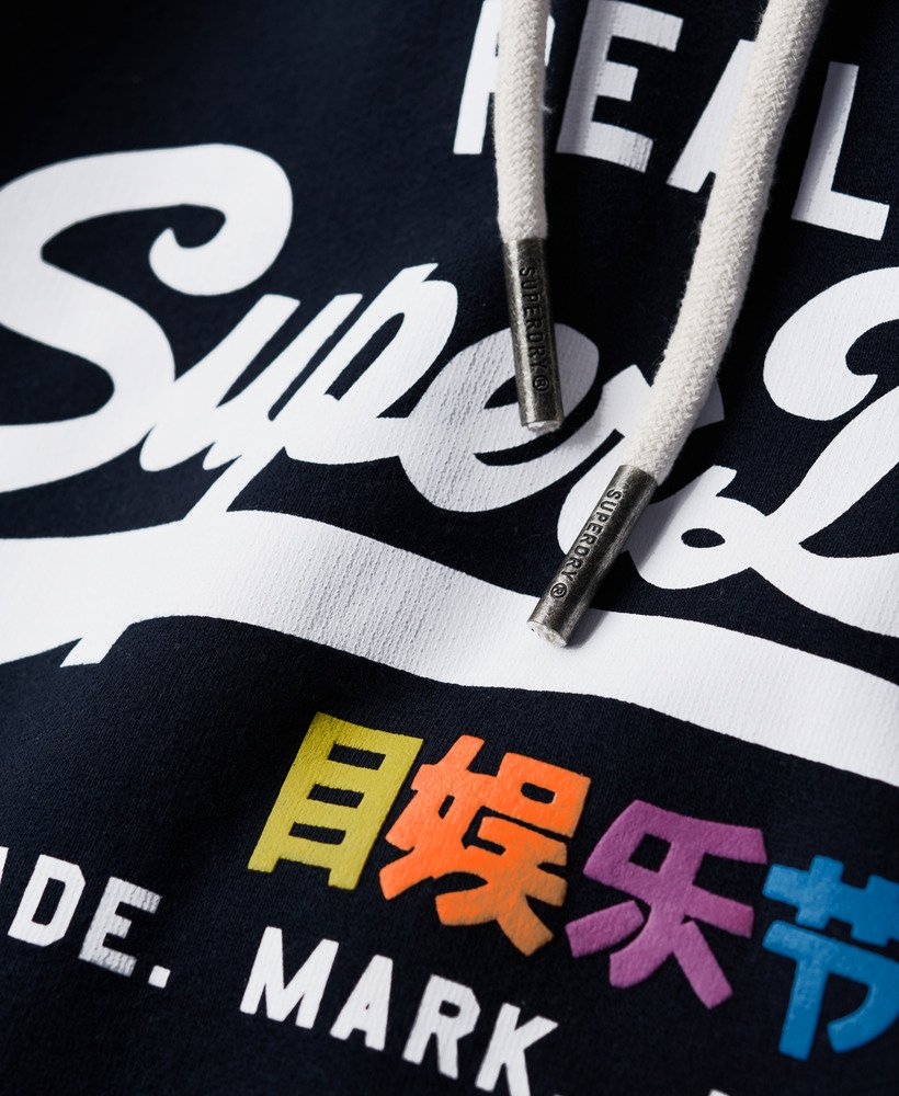 vintage logo pop hoodie in eclipse navy