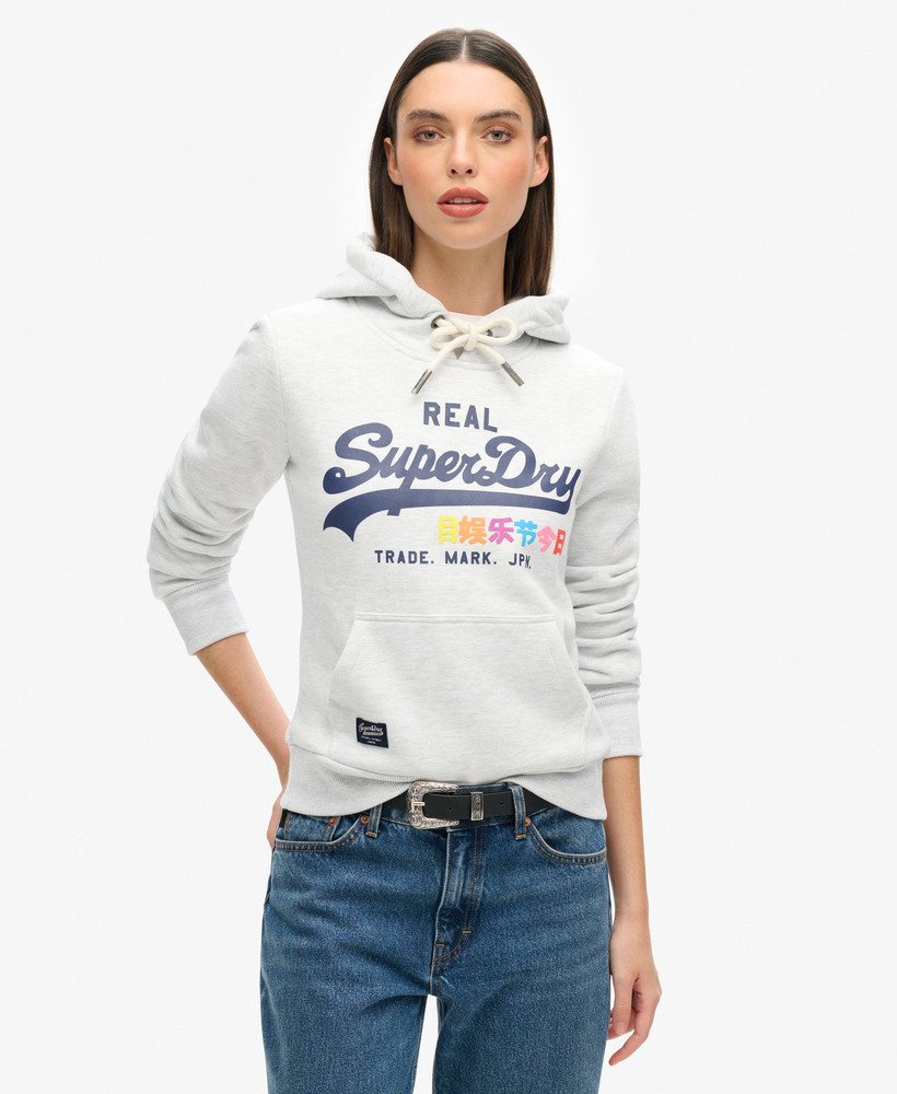 vintage logo pop hoodie in ice marl