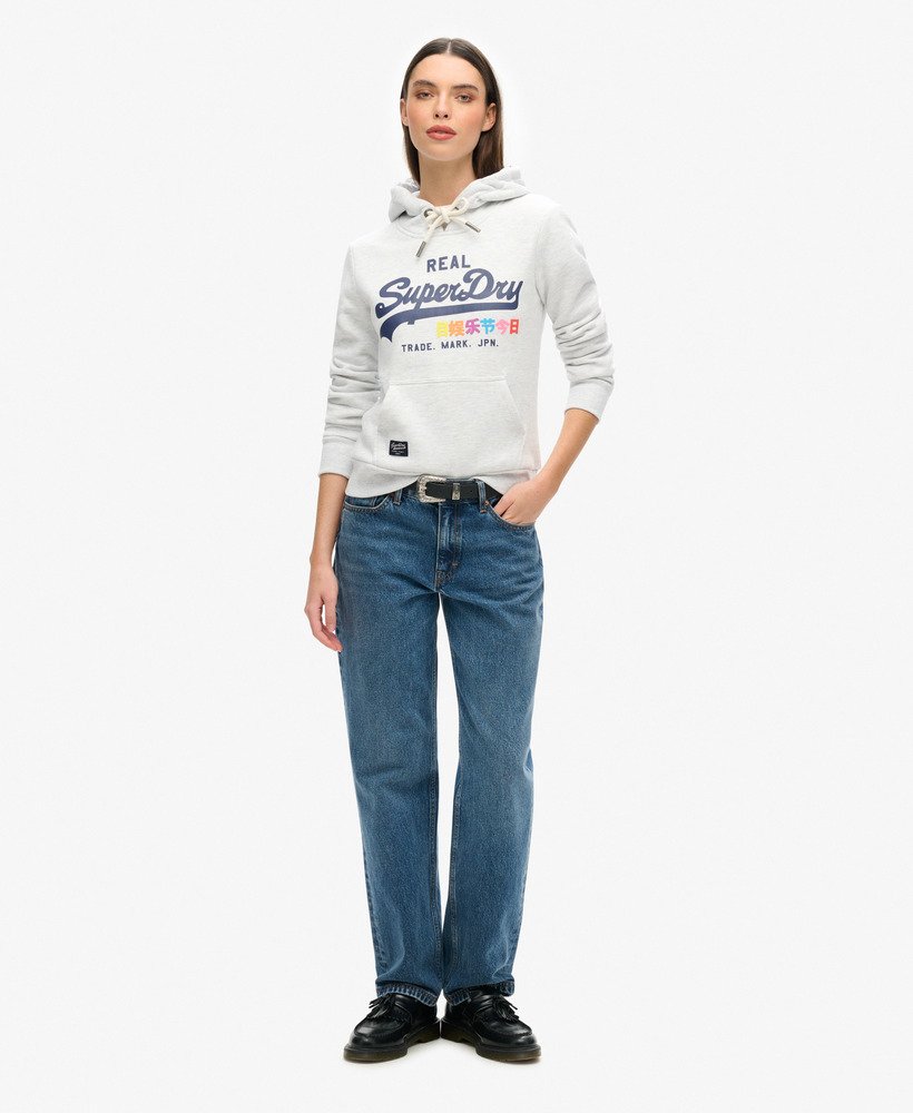 vintage logo pop hoodie in ice marl