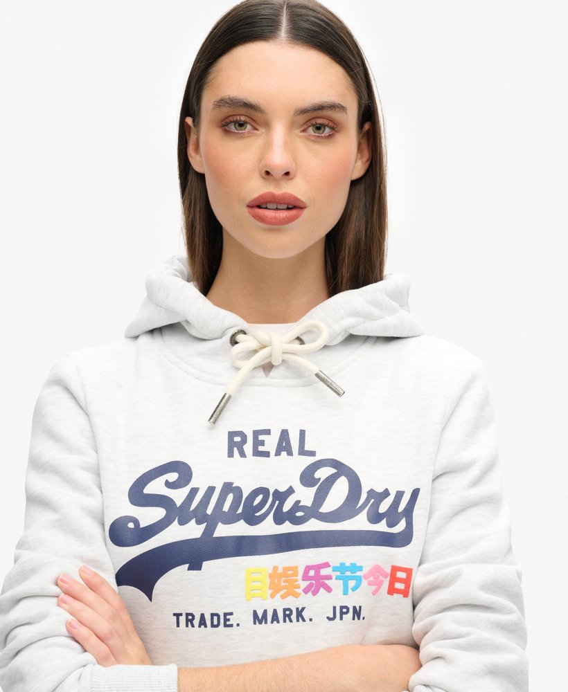 vintage logo pop hoodie in ice marl