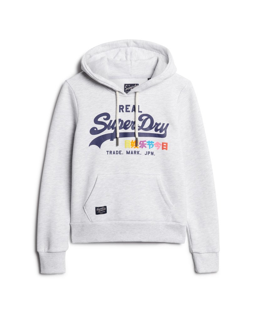 vintage logo pop hoodie in ice marl