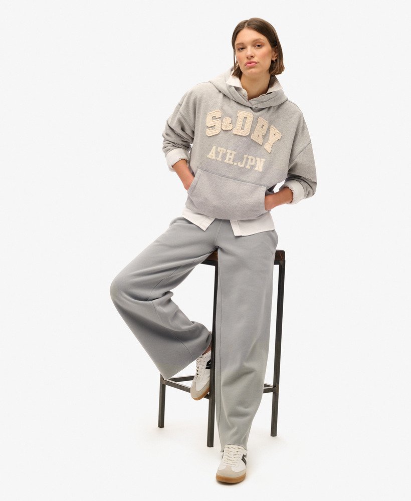 athletic essentials applique oversized hoodie in grey marl