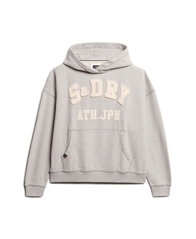 athletic essentials applique oversized hoodie in grey marl