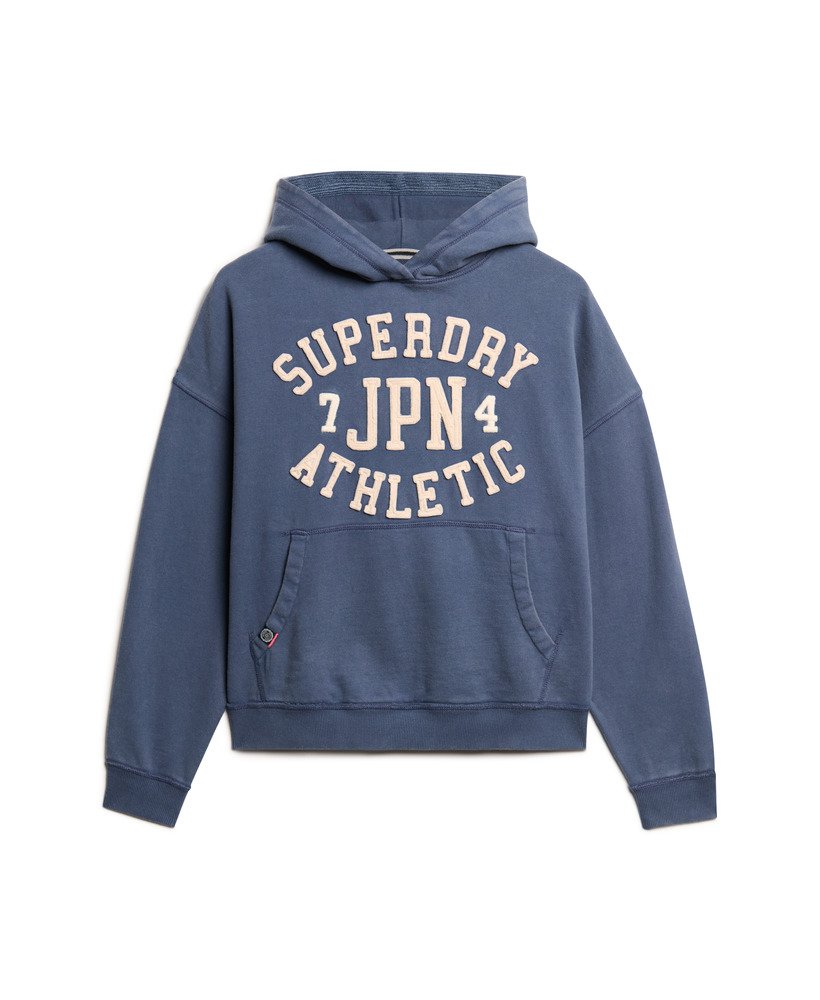 athletic essentials applique oversized hoodie in mariner navy