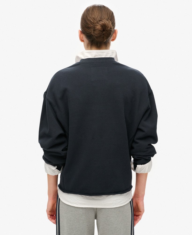 athletic essentials loose crop crew sweatshirt in eclipse navy
