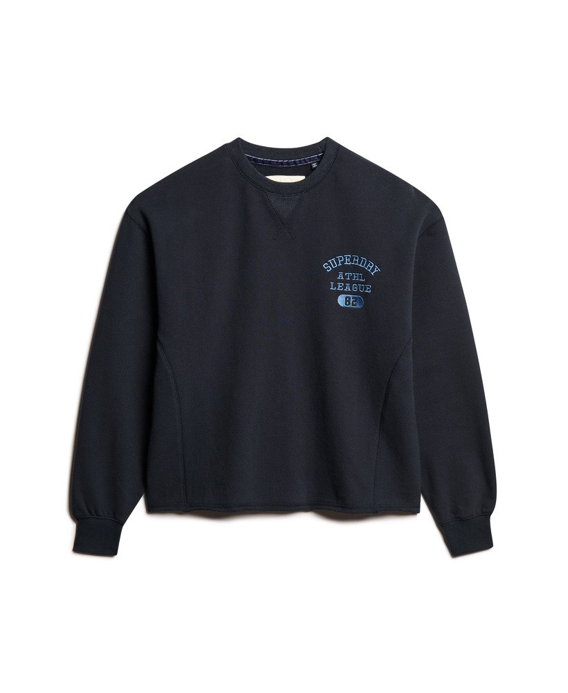 athletic essentials loose crop crew sweatshirt in eclipse navy
