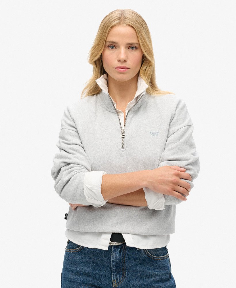 athletic essentials half zip sweatshirt in glacier grey marl