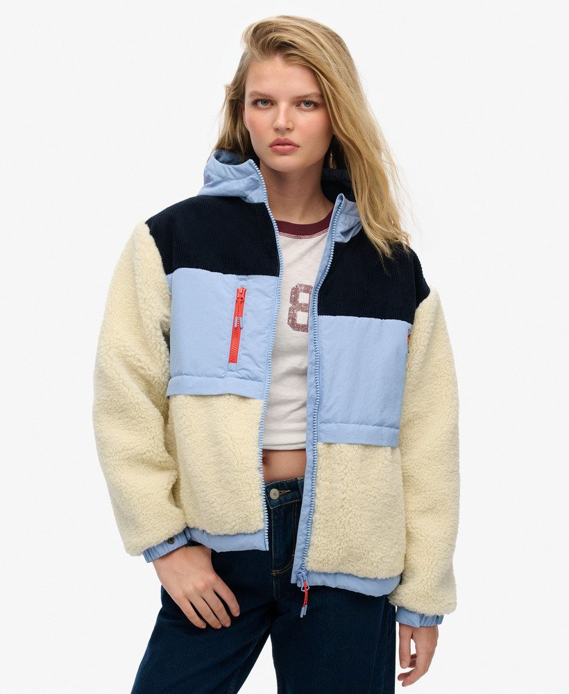 fleecejack met capuchon in urban cream