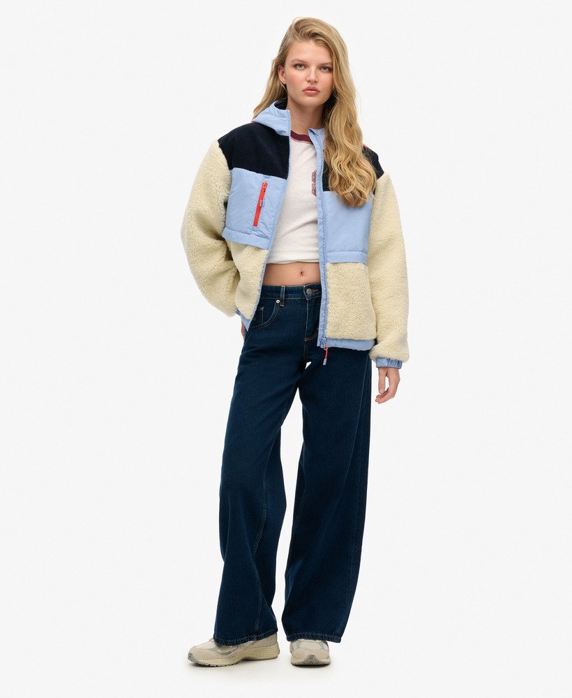 fleecejack met capuchon in urban cream
