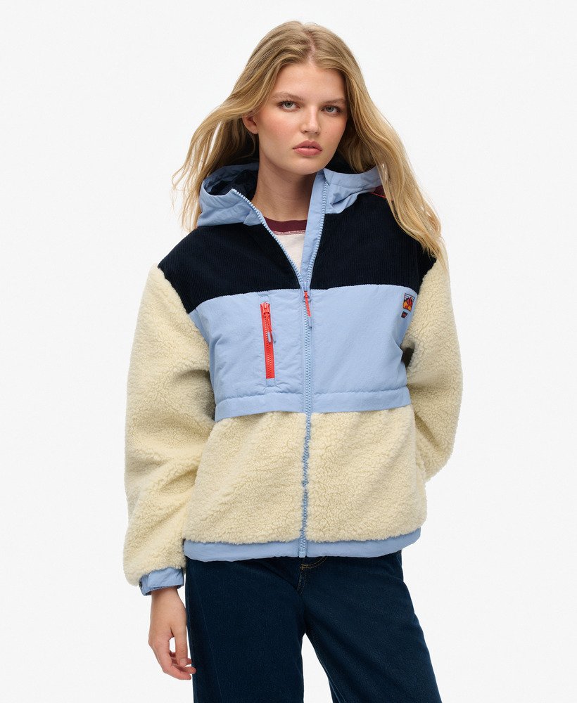 fleecejack met capuchon in urban cream