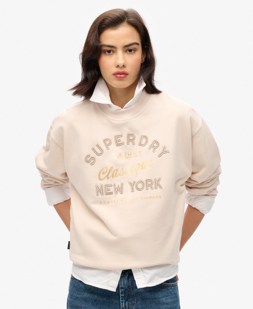 luxe metallic losvallend sweatshirt in gebroken grijs