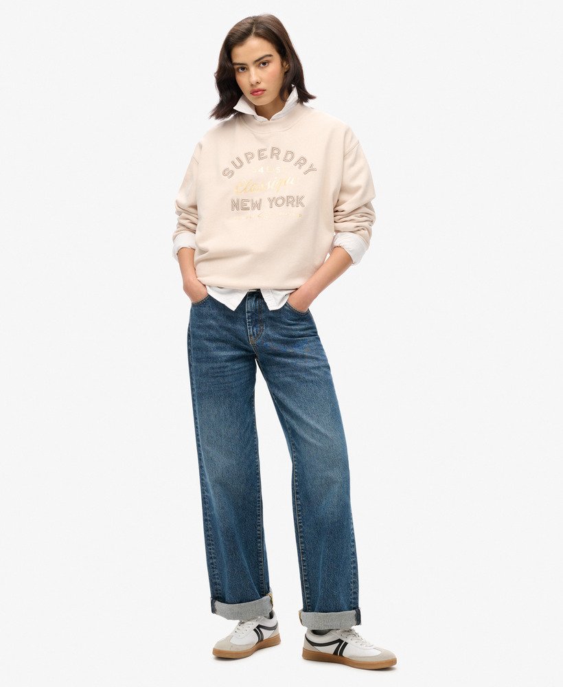 luxe metallic losvallend sweatshirt in gebroken grijs