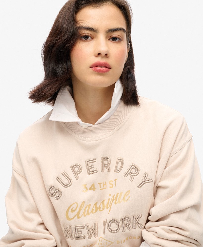 luxe metallic losvallend sweatshirt in gebroken grijs