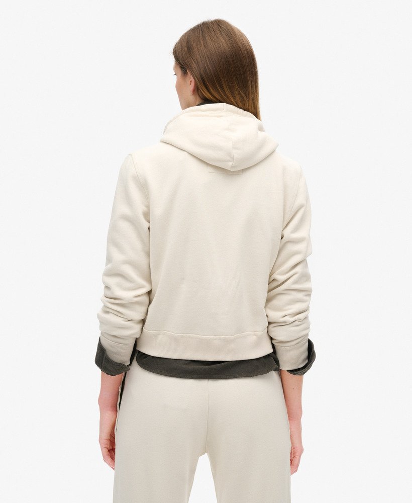 athletic essentials relaxed crop zip-hoodie in turtledove cream