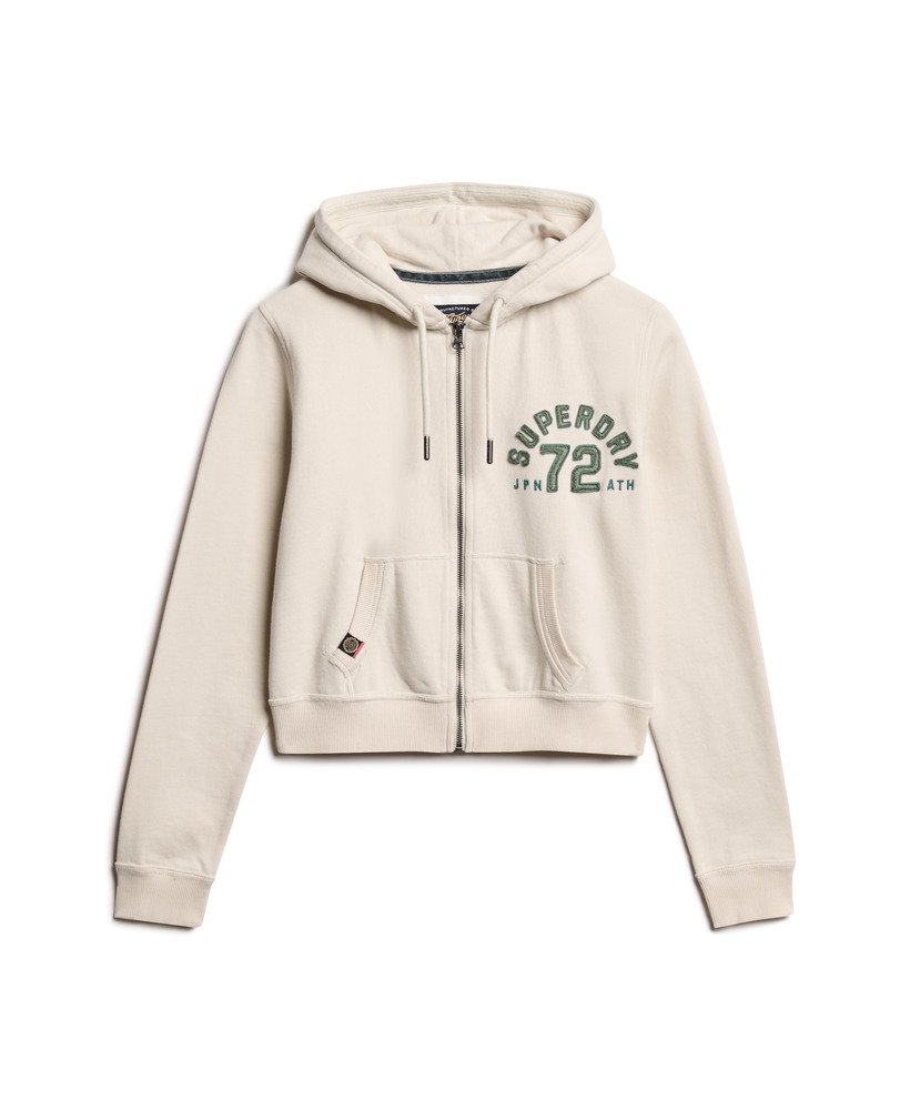 athletic essentials relaxed crop zip-hoodie in turtledove cream