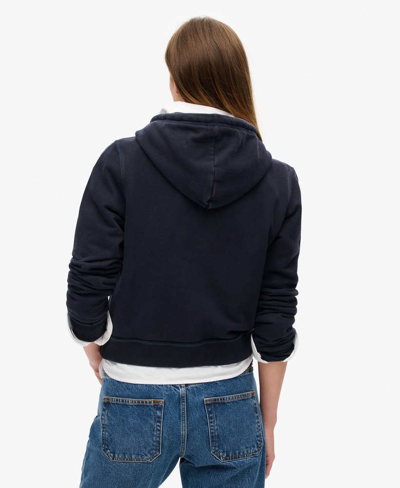 athletic essentials relaxed crop zip-hoodie in eclipse navy