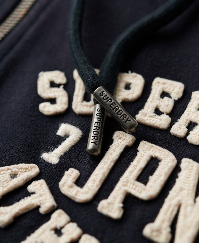 athletic essentials relaxed crop zip-hoodie in eclipse navy