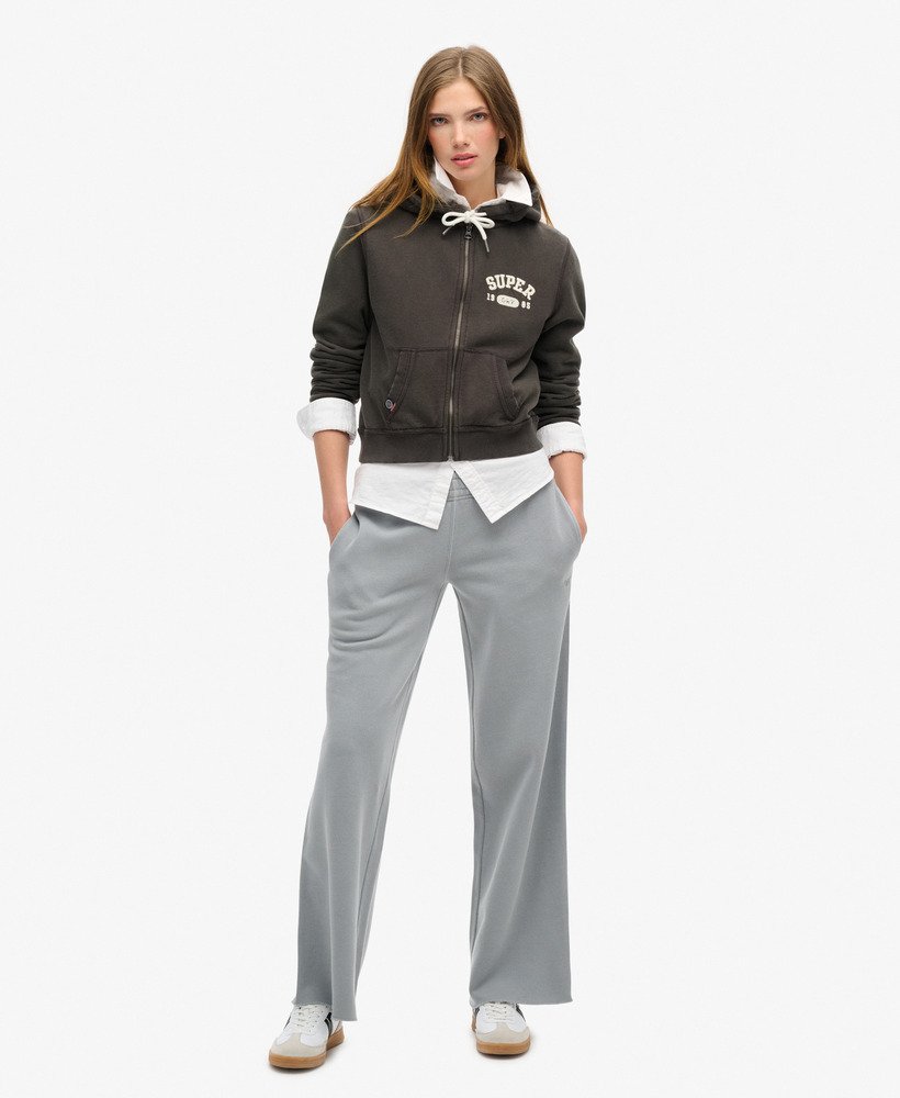 athletic essentials relaxed crop zip-hoodie in bison black