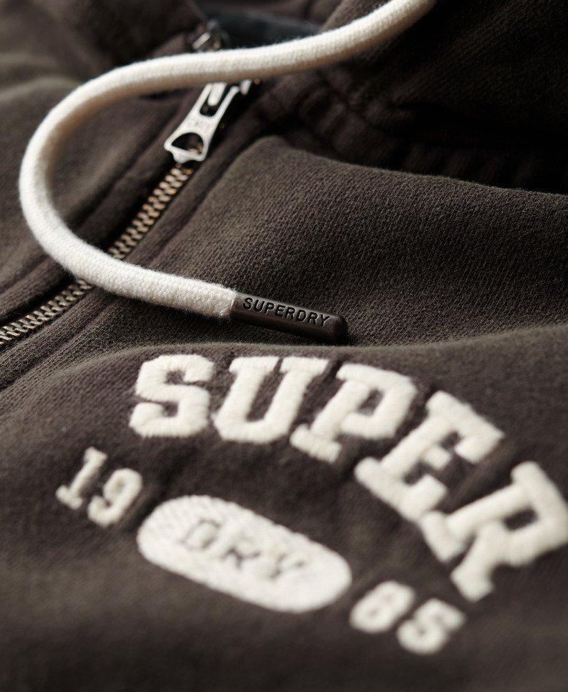 athletic essentials relaxed crop zip-hoodie in bison black