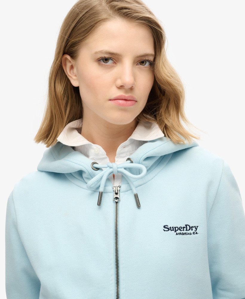 essential logo zip hoodie in winter sky blue