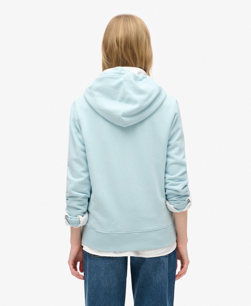 essential logo zip hoodie in winter sky blue