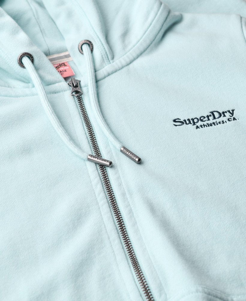 essential logo zip hoodie in winter sky blue