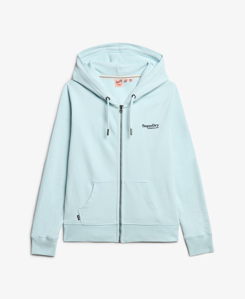 essential logo zip hoodie in winter sky blue