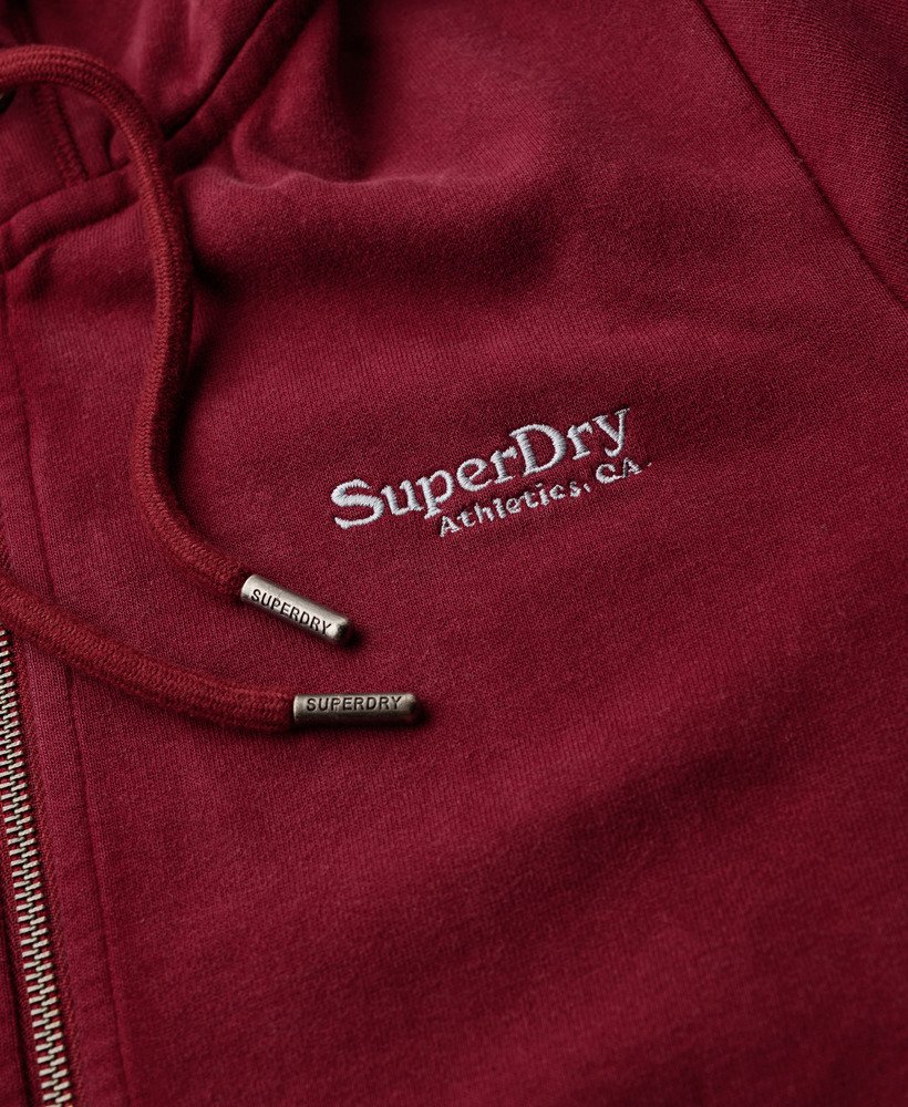 essential logo zip hoodie in rich burgundy