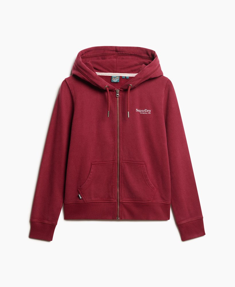 essential logo zip hoodie in rich burgundy