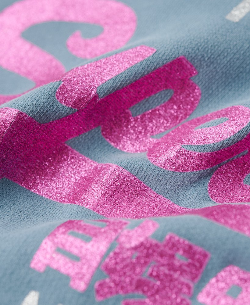 hoodie met vintage logo en versieringen in egeïsch blauw.