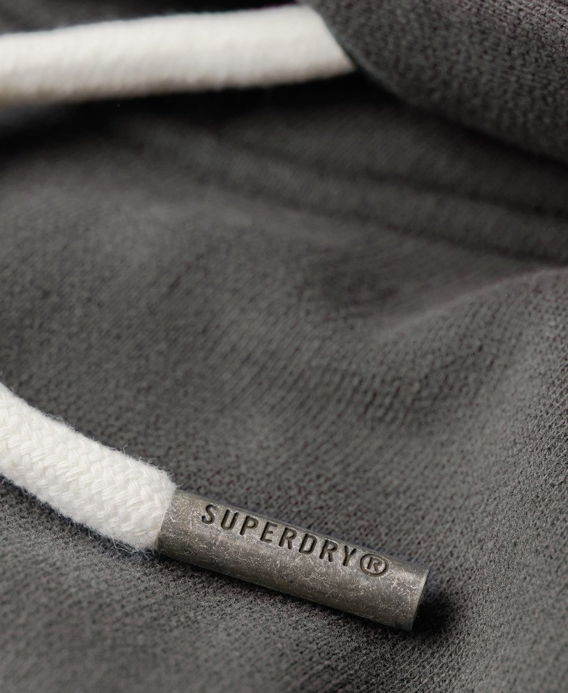 hoodie met vintage logo en versieringen in gewassen zwart.