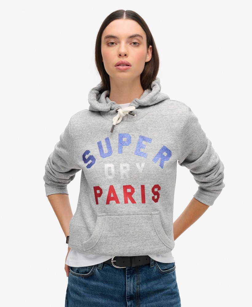 glitterende hoodie met logo in sportief grijs gemêleerd