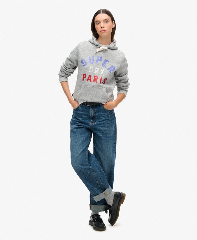 glitterende hoodie met logo in sportief grijs gemêleerd