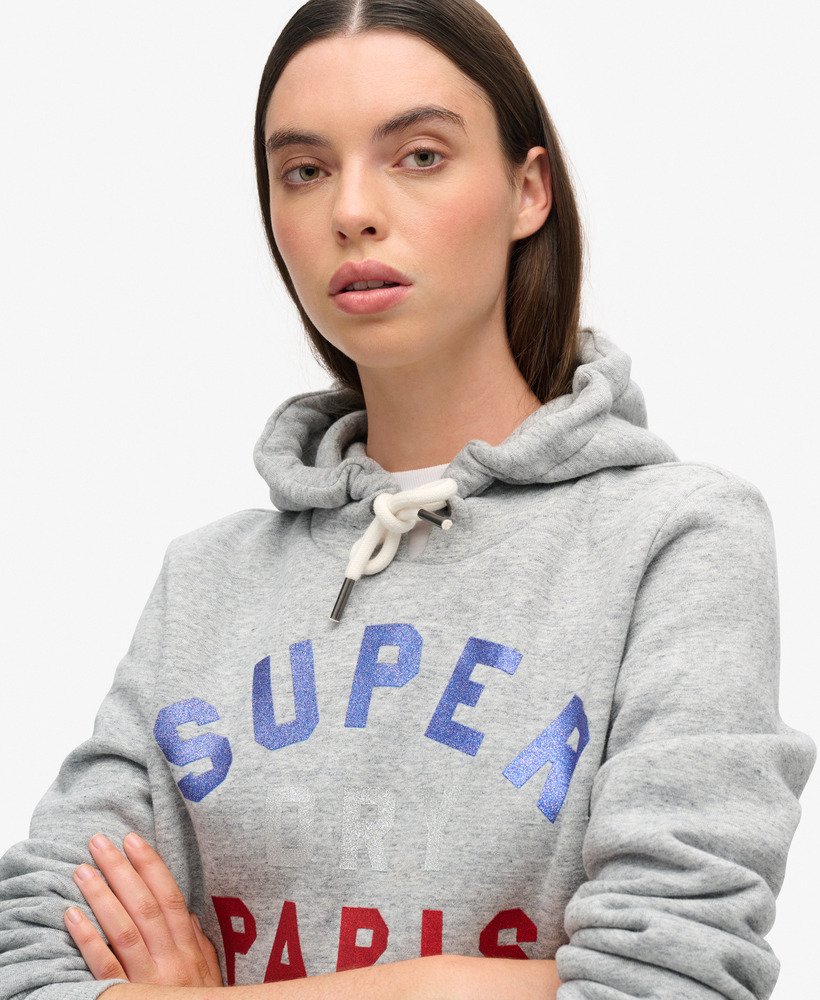 glitterende hoodie met logo in sportief grijs gemêleerd