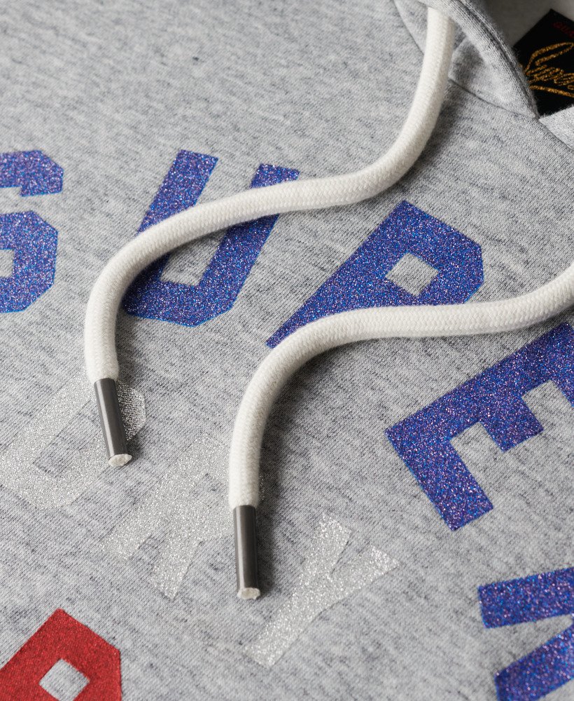 glitterende hoodie met logo in sportief grijs gemêleerd