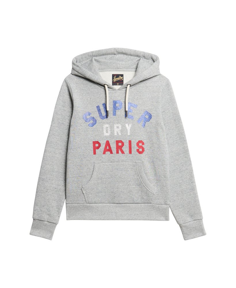 glitterende hoodie met logo in sportief grijs gemêleerd