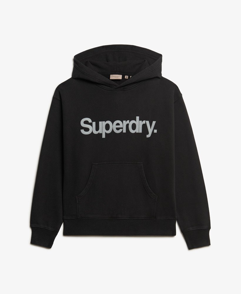 core logo city loose hoodie in zwart