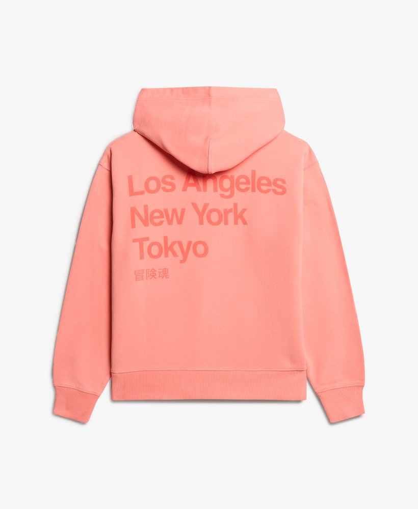 core logo city loose hoodie in pastelline coral