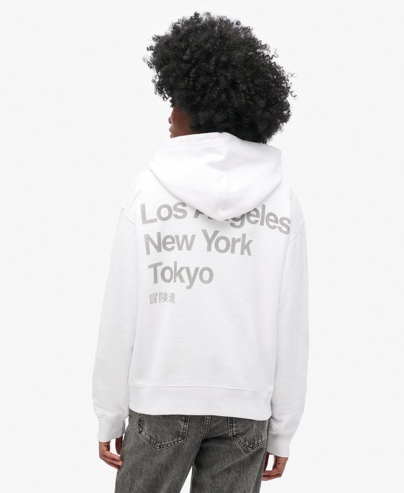 core logo city loose hoodie in brilliant white