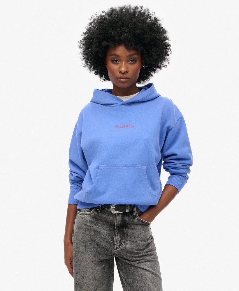 core logo city loose hoodie in chambrayblauw