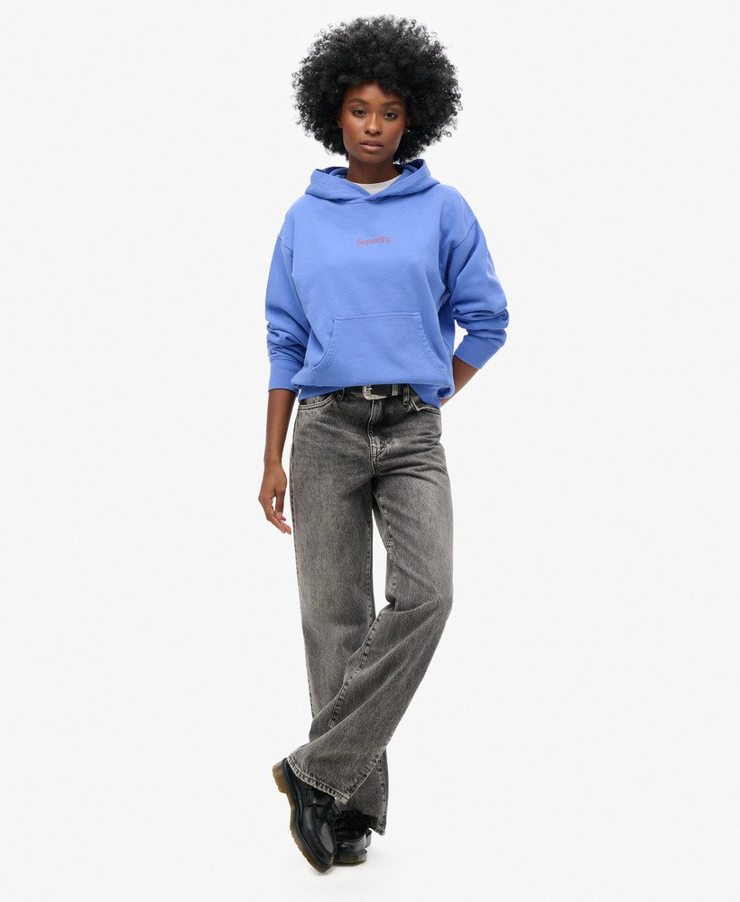 core logo city loose hoodie in chambrayblauw